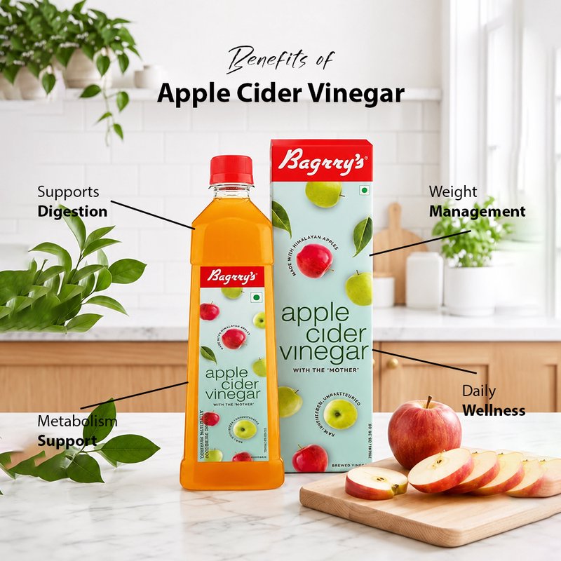 Bagrry's Apple Cider Vinegar 500ml | Raw & Filtered ACV | Natural Wellness Drink for Digestion, Detox & Daily Health | Easy Addition to Your Healthy Lifestyle