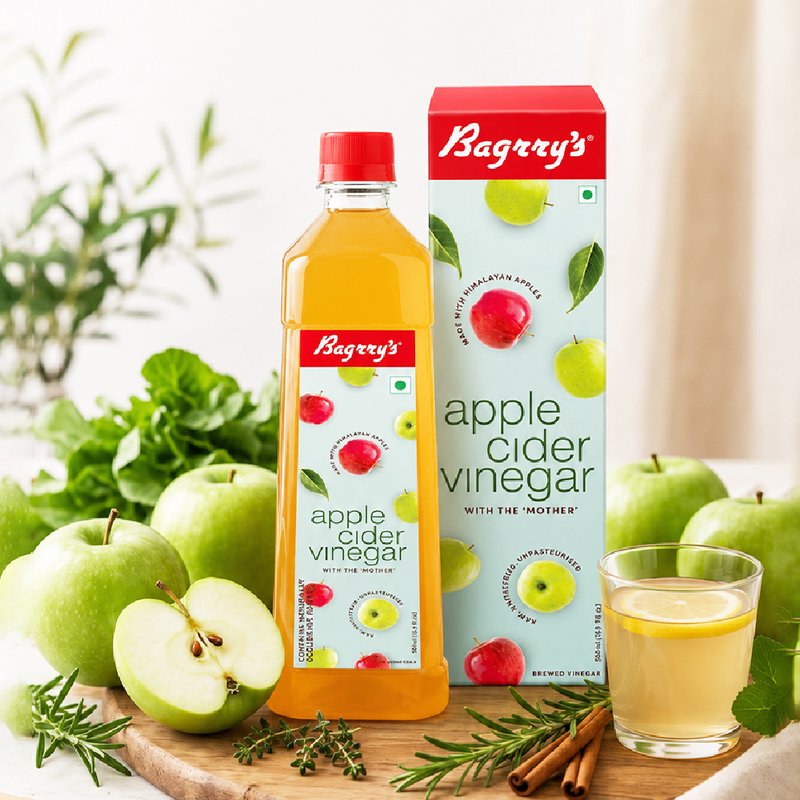 Bagrry's Apple Cider Vinegar 500ml | Raw & Filtered ACV | Natural Wellness Drink for Digestion, Detox & Daily Health | Easy Addition to Your Healthy Lifestyle