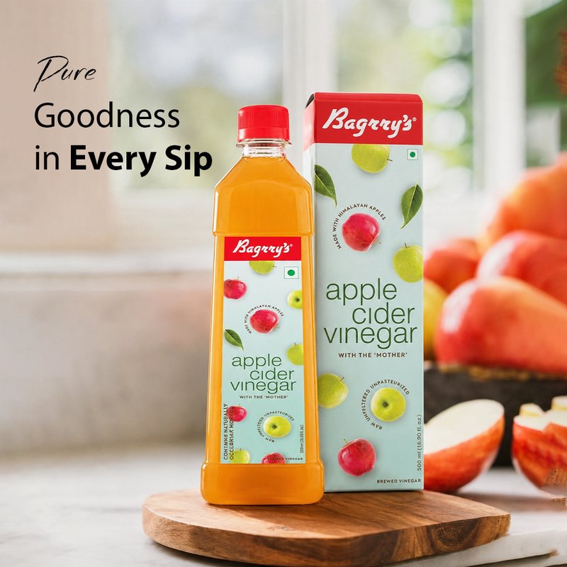 Bagrry's Apple Cider Vinegar 500ml | Raw & Filtered ACV | Natural Wellness Drink for Digestion, Detox & Daily Health | Easy Addition to Your Healthy Lifestyle