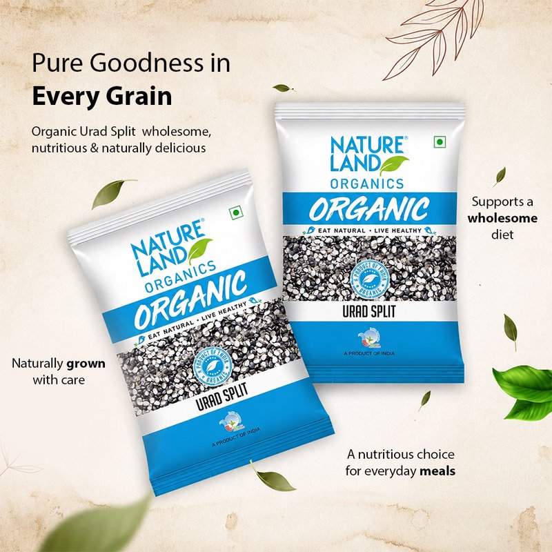 Natureland Organics Urad Split 500g | 100% Organic Split Black Gram | Unpolished Urad Dal for Dal, Khichdi, Curries & Everyday Cooking