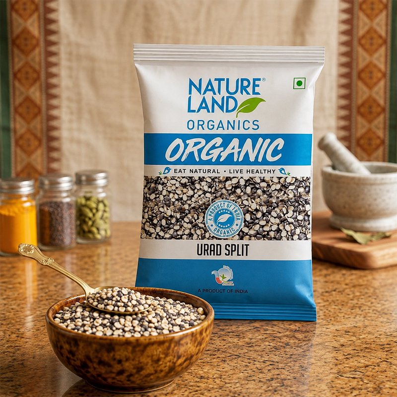Natureland Organics Urad Split 500g | 100% Organic Split Black Gram | Unpolished Urad Dal for Dal, Khichdi, Curries & Everyday Cooking