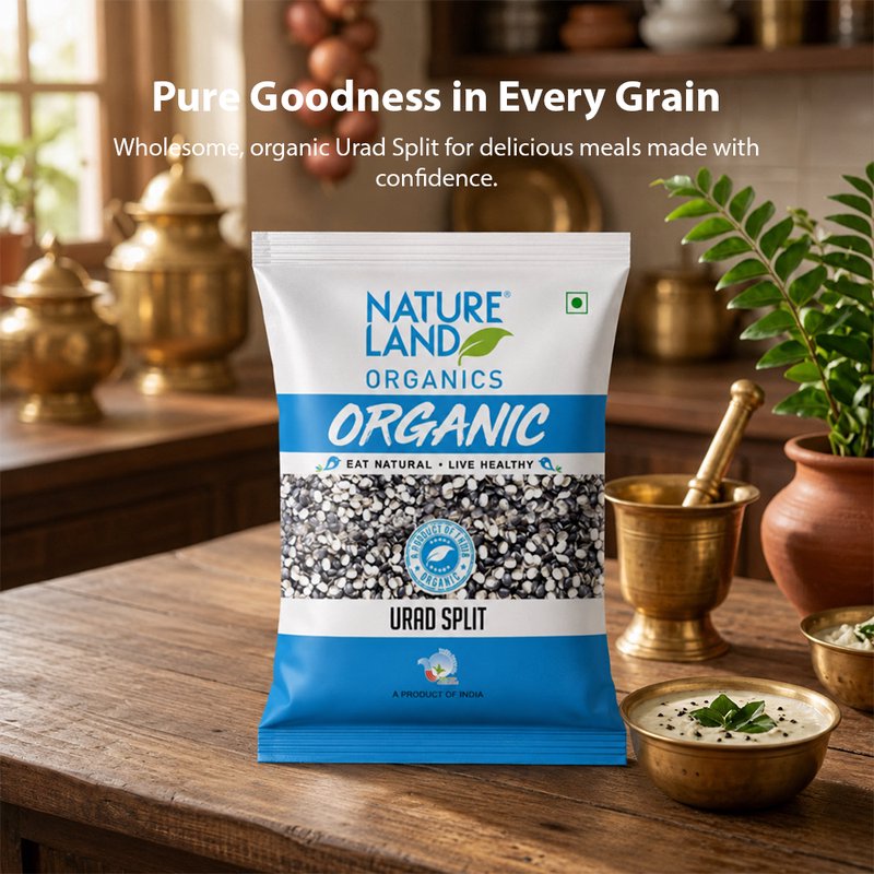Natureland Organics Urad Split 500g | 100% Organic Split Black Gram | Unpolished Urad Dal for Dal, Khichdi, Curries & Everyday Cooking