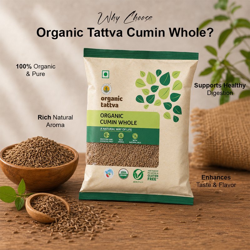 Organic Tattva Cumin Whole | Organic Jeera | Superior Quality Cumin Seeds | Fragrant Spice for Indian Cooking