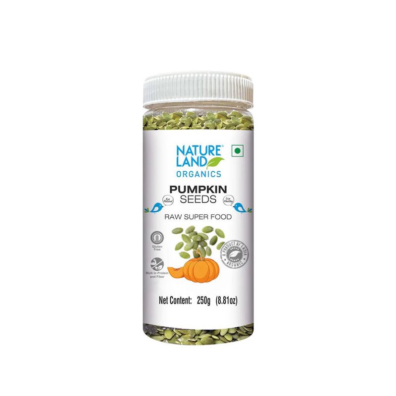 Natureland Organics Raw Pumpkin Seeds 250g | 100% Organic Pepitas | Protein, Magnesium & Zinc Rich Superfood for Snacking, Salads & Baking