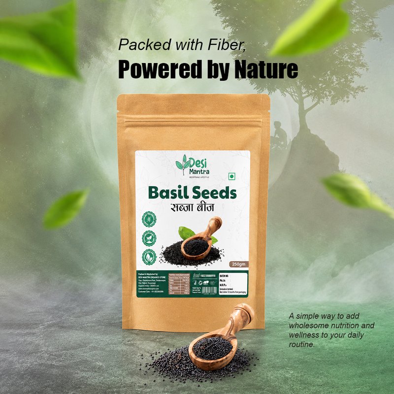 Desi Mantra Basil Seeds | Premium Raw & Natural Sabja Seeds | Rich in Fiber & Refreshing Nutrition | Perfect for Summer Drinks, Smoothies & Healthy Daily Diet thumbnail 4