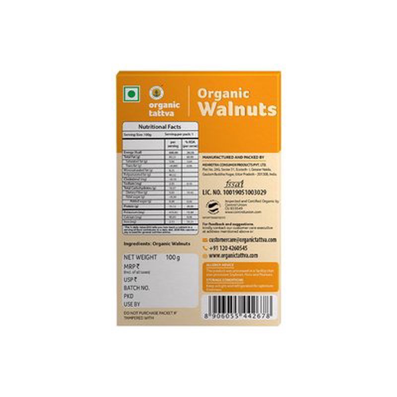 Organic Tattva Kashmiri Walnuts | Premium Kashmiri Akhrot | Whole Nutty Walnuts | Tasty & Nutritious Dry Fruits
