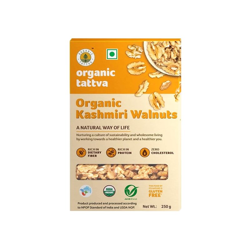 Organic Tattva Kashmiri Walnuts | Premium Kashmiri Akhrot | Whole Nutty Walnuts | Tasty & Nutritious Dry Fruits