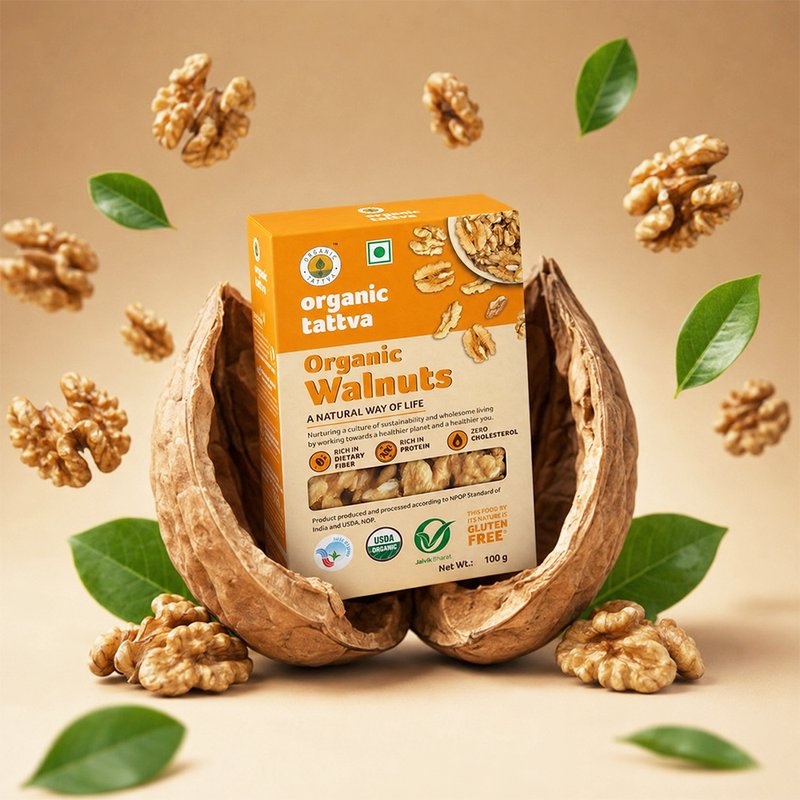 Organic Tattva Kashmiri Walnuts | Premium Kashmiri Akhrot | Whole Nutty Walnuts | Tasty & Nutritious Dry Fruits
