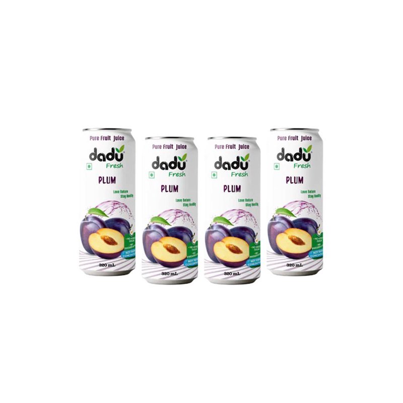 Dadu Fresh Plum Juice | 4 Cans Combo | 100% Natural Plum Fruit Juice | Antioxidant & Fiber Rich Healthy Beverage | No Added Sugar, No Preservatives & Not From Concentrate | Refreshing Drink for Digestion, Immunity, Hydration & Daily Wellness | Vitamin Rich Fruit Juice for Kids & Adults