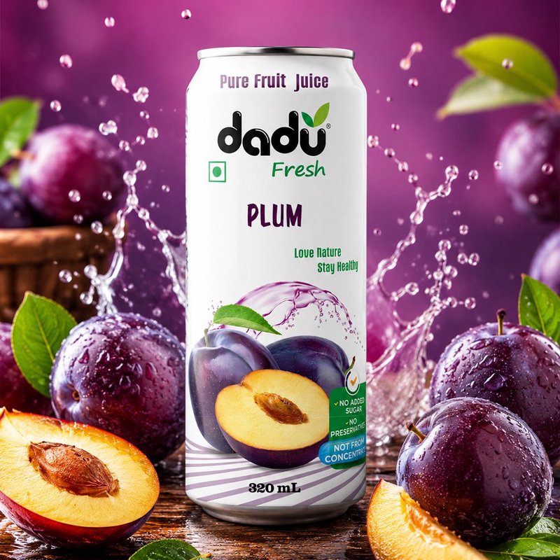 Dadu Fresh Plum Juice | 4 Cans Combo | 100% Natural Plum Fruit Juice | Antioxidant & Fiber Rich Healthy Beverage | No Added Sugar, No Preservatives & Not From Concentrate | Refreshing Drink for Digestion, Immunity, Hydration & Daily Wellness | Vitamin Rich Fruit Juice for Kids & Adults thumbnail 2