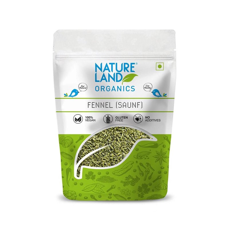 Natureland Organics Fennel (Saunf) 200g | 100% Organic Fennel Seeds | Naturally Aromatic & Fibre-Rich for Mouth Freshener, Tea, Masalas & Cooking
