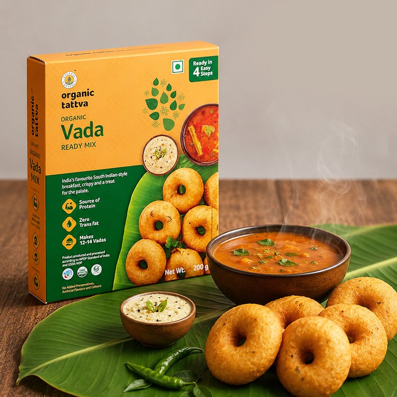 Organic Tattva Vada Ready Mix | Medu Vada Instant Mix | Crunchy South Indian Breakfast & Snack Premix
