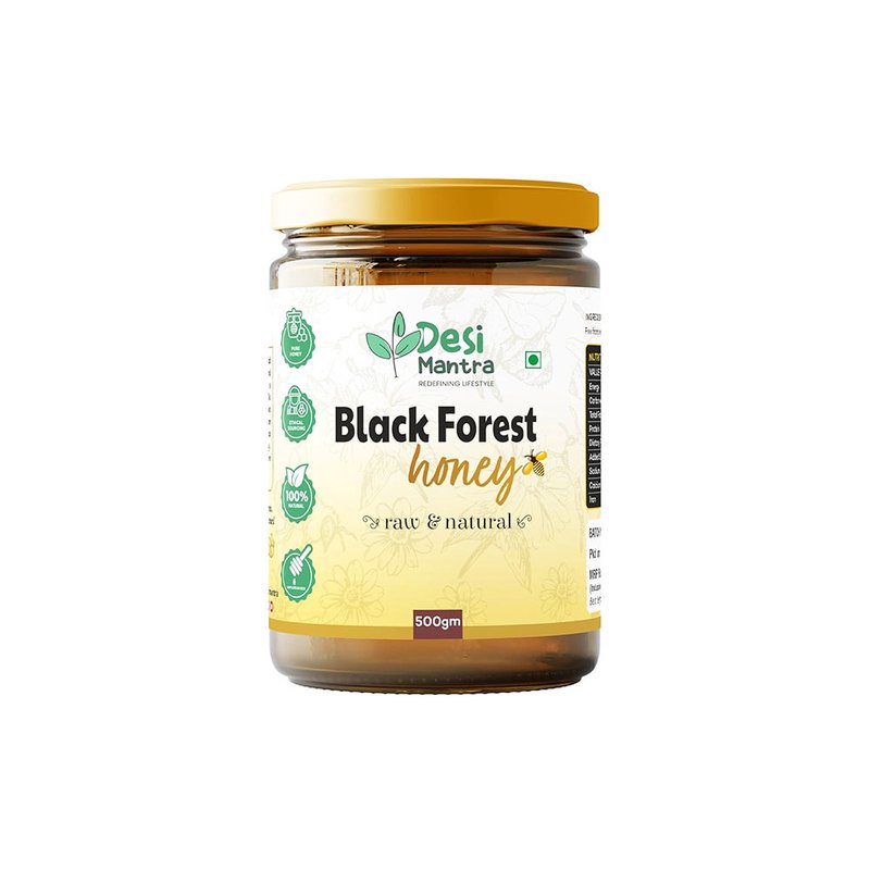 Desi Mantra Black Forest Honey | Pure Raw & Natural Forest Honey | Unfiltered and Unprocessed | No Added Sugar | Bold Rich Taste for Tea, Breakfast & Daily Wellness