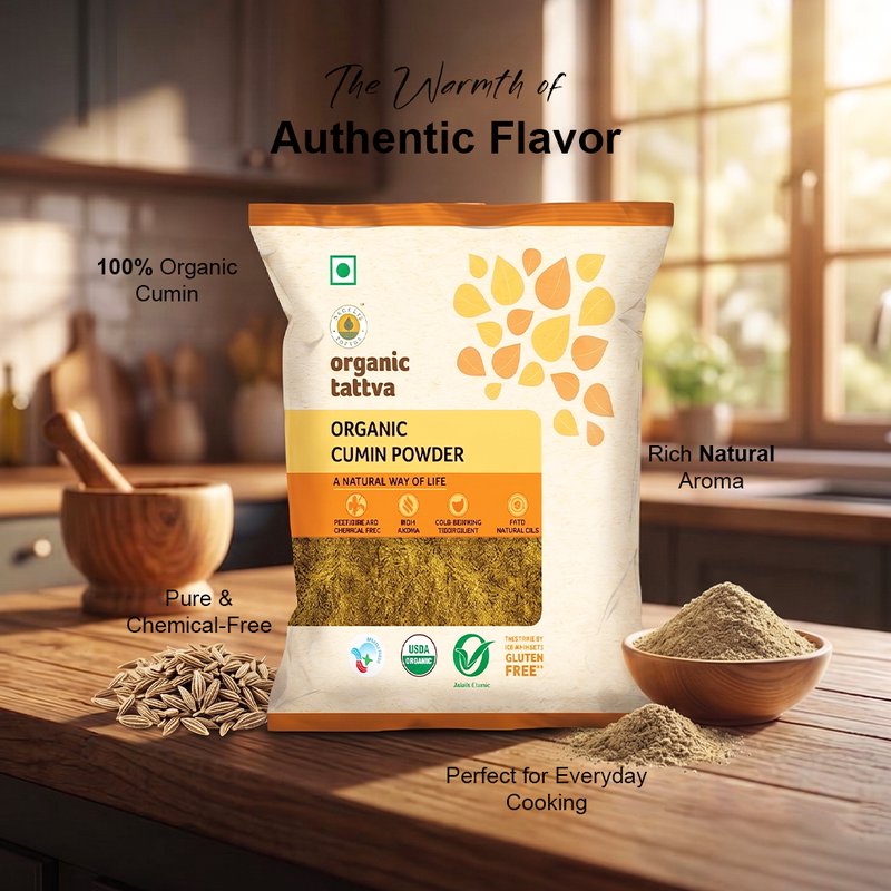 Organic Tattva Cumin Powder | Organic Jeera Powder | Premium Cumin Powder | Authentic Indian Spice for Daily Recipes