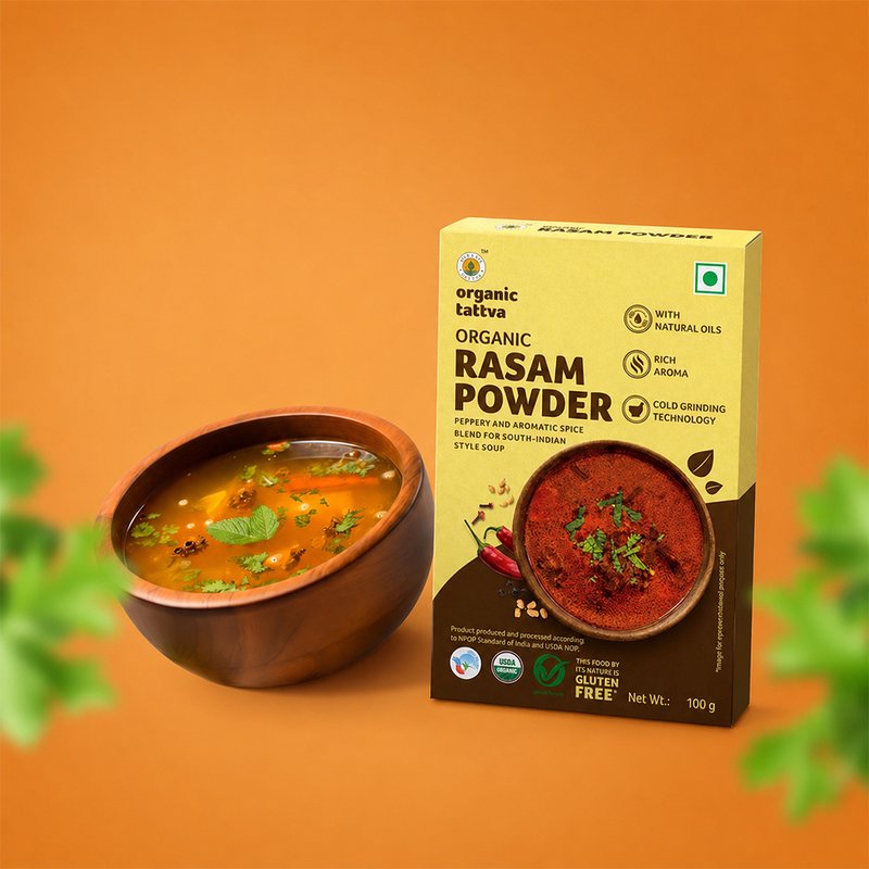 Organic Tattva Rasam Powder | Traditional South Indian Rasam Masala | Premium Spice Mixture | Rasam Powder