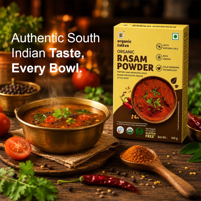 Organic Tattva Rasam Powder | Traditional South Indian Rasam Masala | Premium Spice Mixture | Rasam Powder