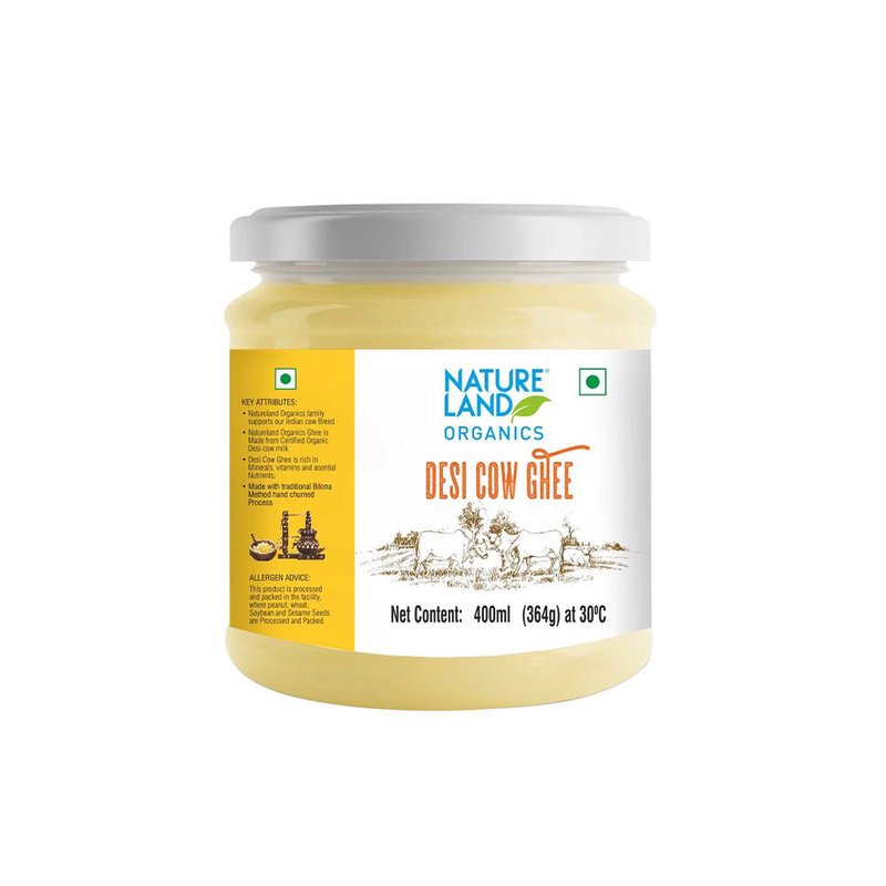 Natureland Organics Premium Desi Cow Ghee | 100% Organic Cow Ghee | Rich Aroma & Granular Texture | Ideal for Cooking, Frying & Traditional Recipes