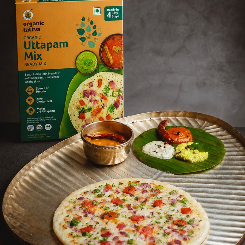 Organic Tattva Uttapam Ready Mix | Instant Uttapam Mix | Soft and Flavorful South Indian Breakfast Mix
