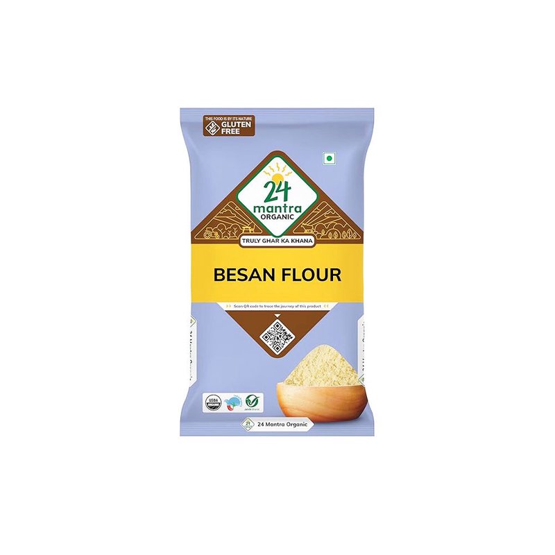 24 Mantra Organic Besan | Gram Flour | Chana Besan | 100% Organic | Fine Ground Flour | Cooking & Baking