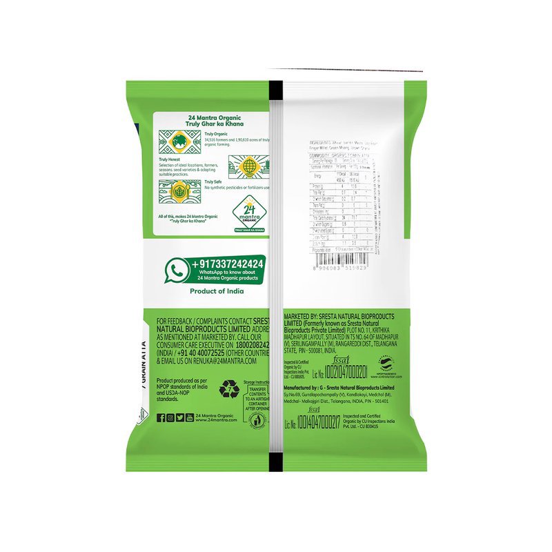 24 Mantra Organic 7 Grain Atta | Multigrain Flour | Wheat, Millets & Pulses Blend | 100% Organic | Soft Rotis