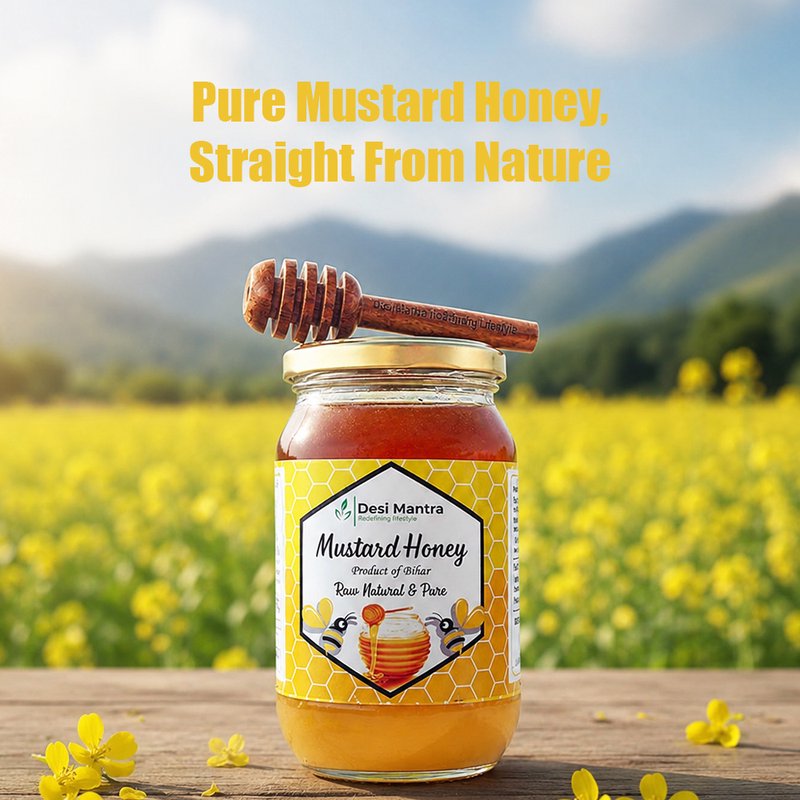 Desi Mantra Mustard Honey | Pure Raw & Natural Monofloral Honey | Unprocessed & Naturally Sourced | No Added Sugar | Rich Taste Healthy Sweetener for Daily Use thumbnail 3