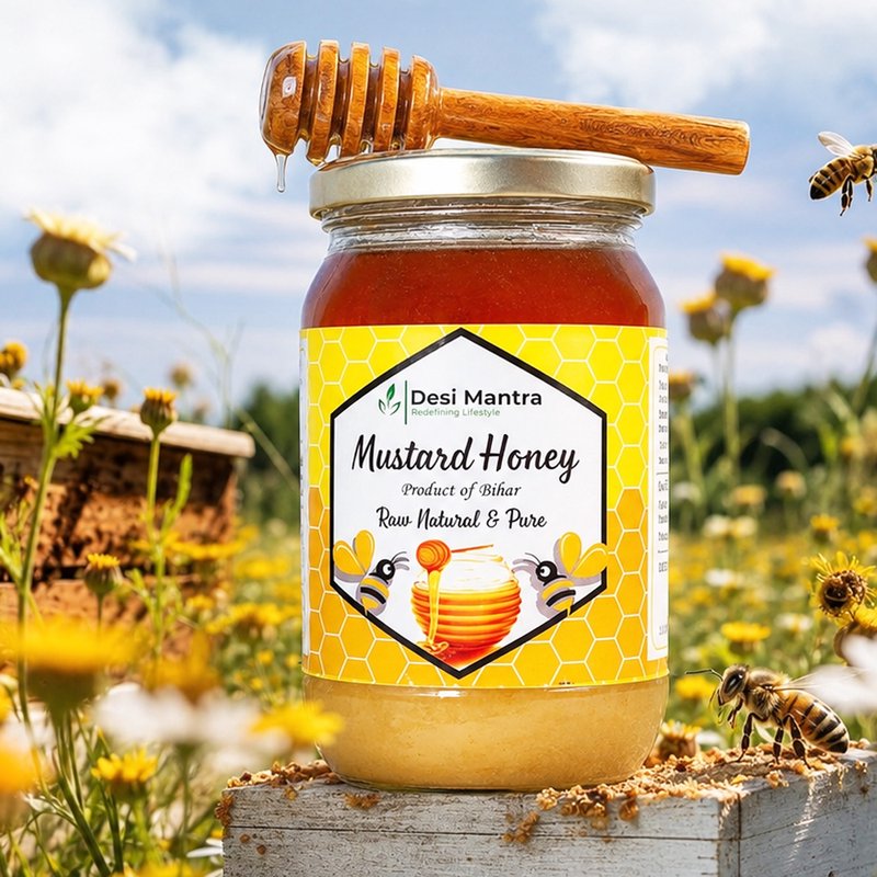 Desi Mantra Mustard Honey | Pure Raw & Natural Monofloral Honey | Unprocessed & Naturally Sourced | No Added Sugar | Rich Taste Healthy Sweetener for Daily Use thumbnail 5