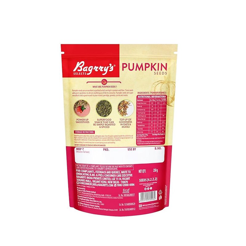 Bagrry’s Pumpkin Seeds 250 GM | Premium Roasted & Natural Seeds | Rich in Protein, Fiber & Nutrients | Healthy Snack for Salads, Smoothies & Daily Nutrition thumbnail 2