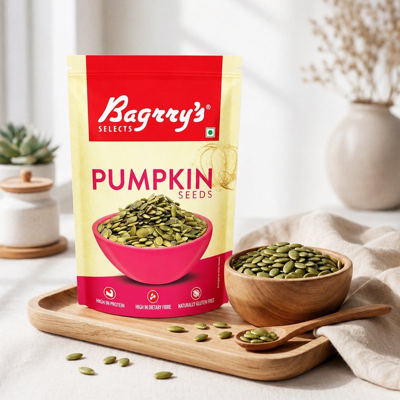Bagrry’s Pumpkin Seeds 250 GM | Premium Roasted & Natural Seeds | Rich in Protein, Fiber & Nutrients | Healthy Snack for Salads, Smoothies & Daily Nutrition