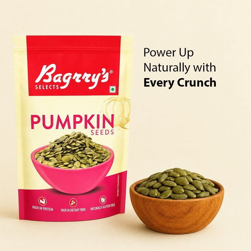Bagrry’s Pumpkin Seeds 250 GM | Premium Roasted & Natural Seeds | Rich in Protein, Fiber & Nutrients | Healthy Snack for Salads, Smoothies & Daily Nutrition