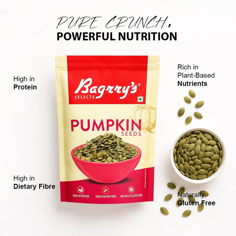 Bagrry’s Pumpkin Seeds 250 GM | Premium Roasted & Natural Seeds | Rich in Protein, Fiber & Nutrients | Healthy Snack for Salads, Smoothies & Daily Nutrition