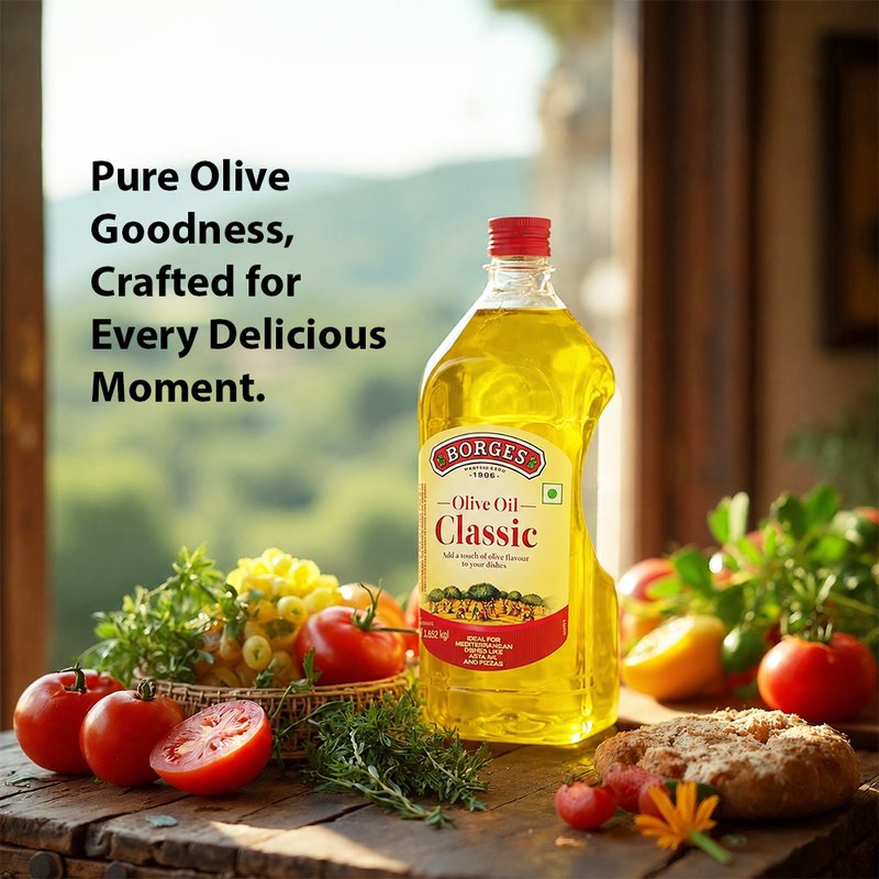 Borges Classic Olive Oil | Versatile Olive Oil for Everyday Cooking | Smooth & Mild Flavour | Ideal for Frying, Sautéing, Roasting & Grilling | PET Bottle