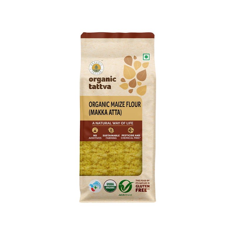 Organic Tattva Maize Flour (Makka Atta) | Organic Corn Flour | Stone Ground Makki Atta | Roti Flour & More Traditional Flours