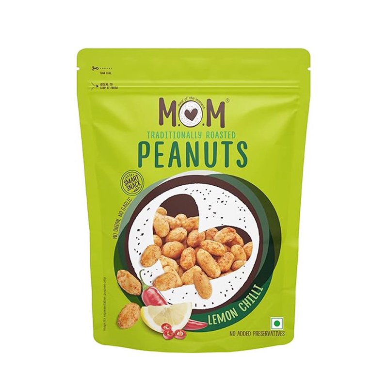 MOM Roasted Lemon Chilli Peanuts 140g | Citrus Flavoured Roasted Peanuts | Snack Ready to Eat | Family Size Pack