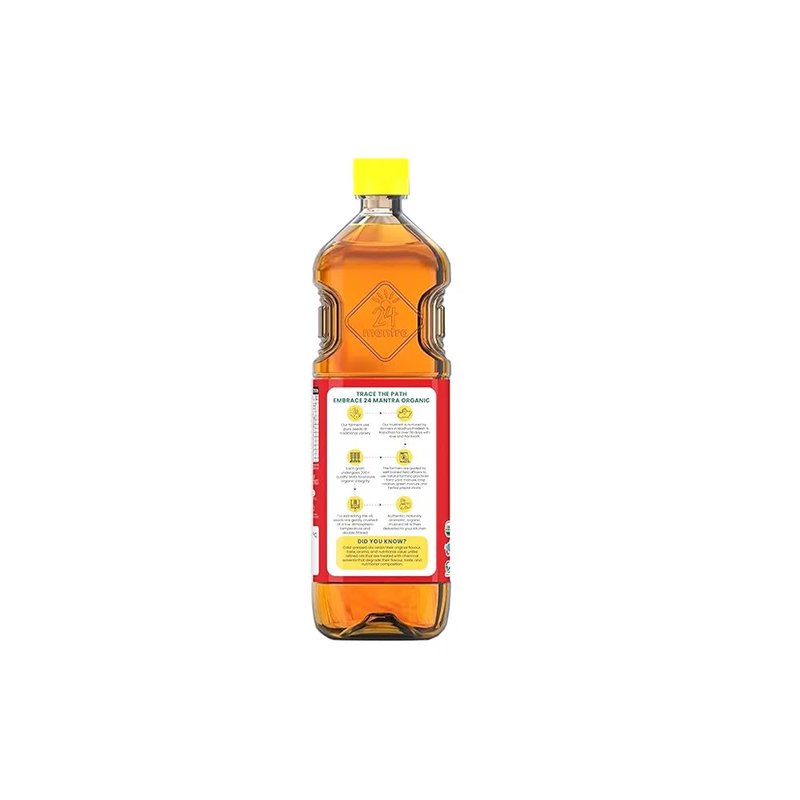 24 Mantra Organic Cold Pressed Mustard Oil (Pack of 1) | Organic Kachi Ghani Mustard Oil | Cold Pressed Edible Cooking Oil | Rich Aroma & Natural Flavour | Ideal for Cooking, Frying & Pickling
