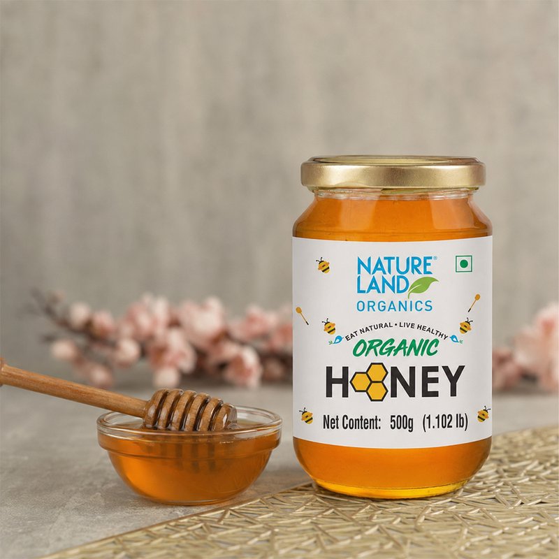 Natureland Organics Organic Honey 500g | 100% Pure Natural Honey | Rich in Antioxidants | Natural Sweetener for Tea, Toast, Smoothies & Everyday Use