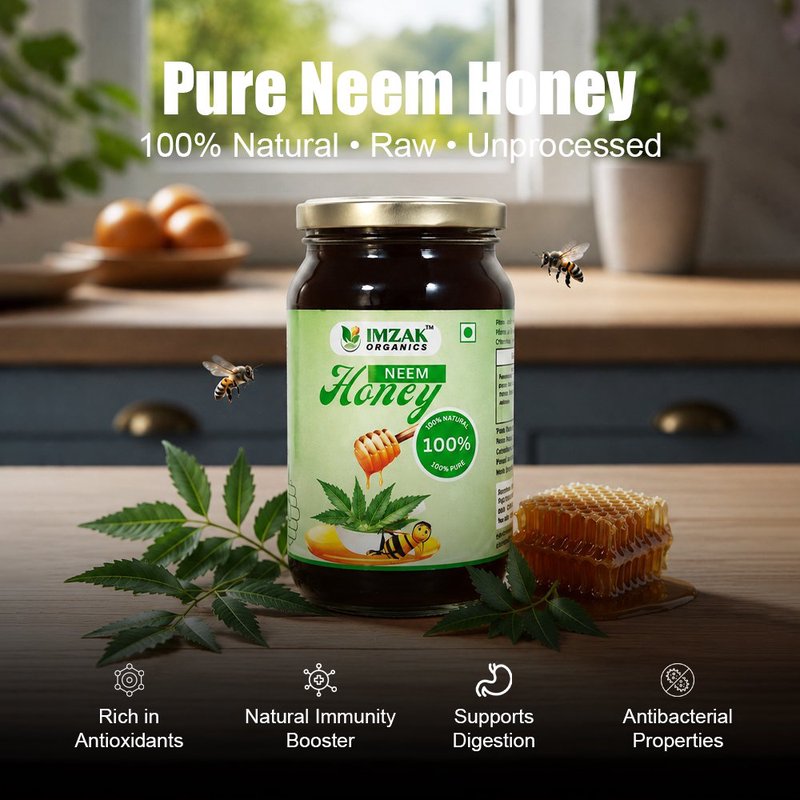 Imzak Neem Honey | 100% Pure Raw & Natural Herbal Honey | Unprocessed Neem Blossom Honey Rich in Antioxidants & Natural Enzymes | Healthy Natural Sweetener for Immunity, Digestion & Daily Wellness | Ayurvedic Honey Goodness thumbnail 3
