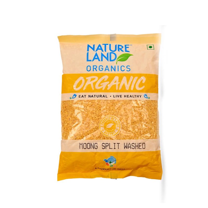 Natureland Organics Moong Split Washed 500g | 100% Organic Dhuli Moong Dal | Protein & Fibre Rich Split Yellow Lentils for Khichdi, Dal & Everyday Cooking