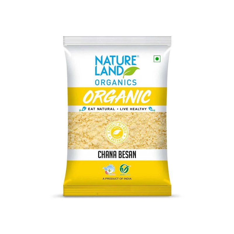 Natureland Organics Chana Besan 500g | 100% Organic Gram Flour | Protein & Fibre Rich Besan for Pakoras, Chilla, Kadhi, Sweets & Baking