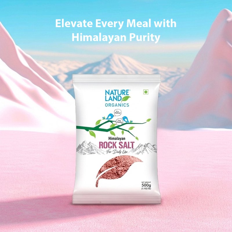 Natureland Organics Himalayan Rock Pink Salt 1kg | 100% Organic Pink Rock Salt | Naturally Mineral-Rich Salt for Everyday Cooking & Seasoning
