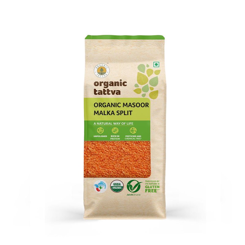 Organic Tattva Masoor Malka Split | Organic Red Lentil Split | Premium Masoor Dal | Protein-Packed Dal for Everyday Cooking