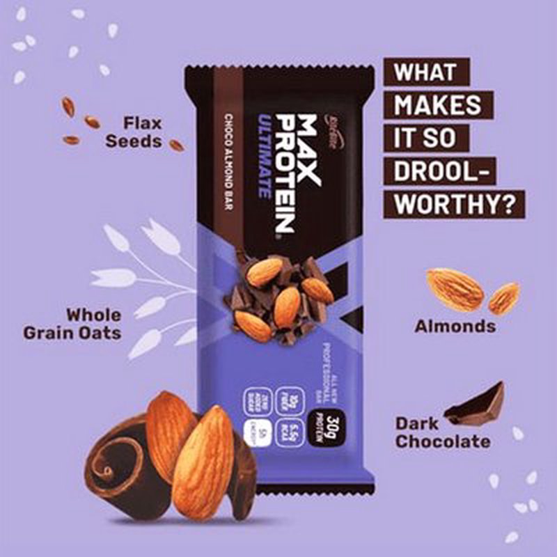 RiteBite Max Protein Daily Choco Almond Bar | 10g Protein, 5g Fiber, & 21 Vitamins & Minerals | Delicious Chocolate Combined With Crunchy Almonds | No Added Sugar | 100% Vegetarian Protein Bar | Nutritious Go-To Bar