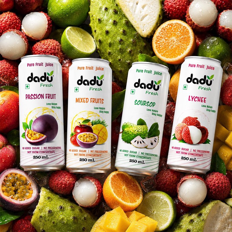 Dadu Fresh Passion Fruit, Mixed Fruit, Lychee & Soursop Juice Combo |  4 Cans Combo | Exotic Natural Fruit Juices | No Added Sugar & No Preservatives | Antioxidant Rich Healthy Beverage | Refreshing Daily Wellness Drink thumbnail 2