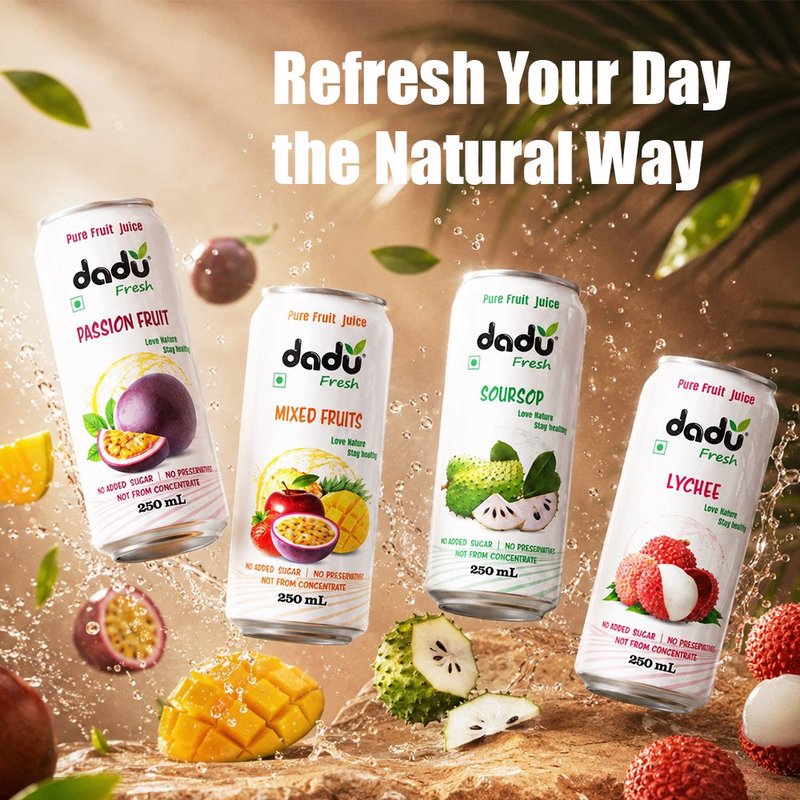 Dadu Fresh Passion Fruit, Mixed Fruit, Lychee & Soursop Juice Combo |  4 Cans Combo | Exotic Natural Fruit Juices | No Added Sugar & No Preservatives | Antioxidant Rich Healthy Beverage | Refreshing Daily Wellness Drink thumbnail 4