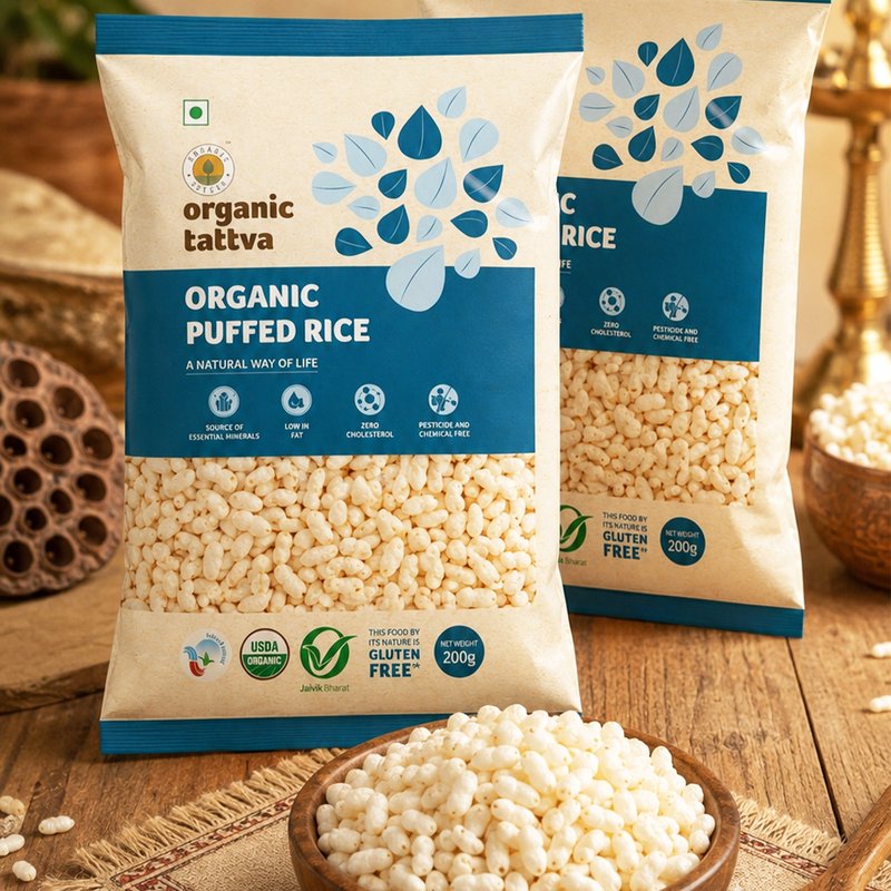 Organic Tattva Puffed Rice | Organic Murmura | Light & Crispy Puffed Rice | Healthy Snack & Cooking Ingredient