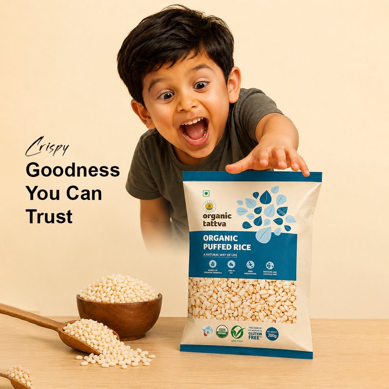 Organic Tattva Puffed Rice | Organic Murmura | Light & Crispy Puffed Rice | Healthy Snack & Cooking Ingredient