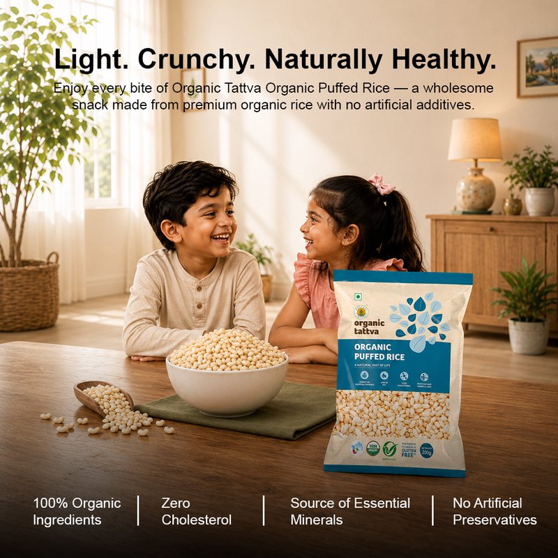 Organic Tattva Puffed Rice | Organic Murmura | Light & Crispy Puffed Rice | Healthy Snack & Cooking Ingredient
