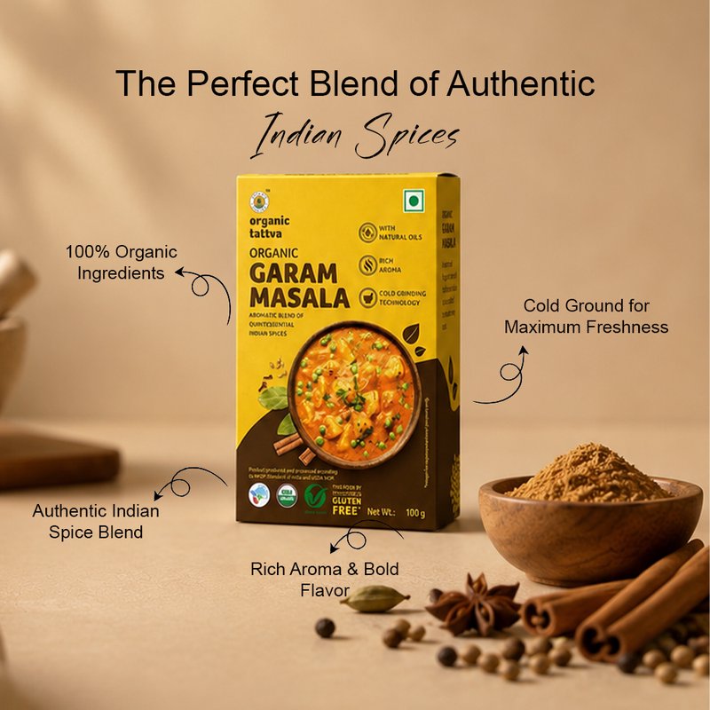 Organic Tattva Garam Masala | Premium Garam Masala Powder | Authentic Indian Spice Mix | Aromatic Spices for Cooking