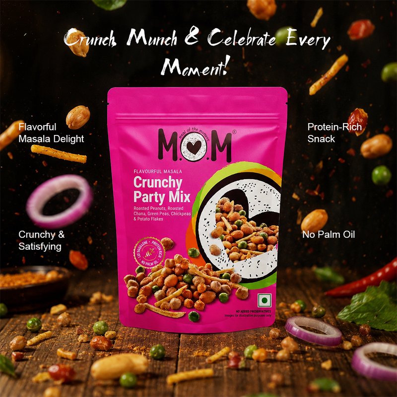 MOM Crunchy Party Mix 210g | Crispy Namkeen Mix | Ready to Eat Namkeen Snack | Best Snack for Tea Time & Parties