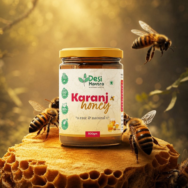 Desi Mantra Karanj Honey | Pure Raw & Natural Forest Honey | Unprocessed & Naturally Harvested | No Added Sugar | Rich Traditional Taste for Daily Wellness & Healthy Sweetening