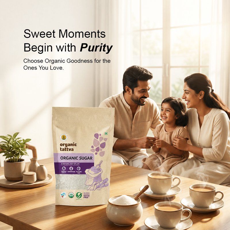 Organic Tattva Organic Sugar | Natural Cane Sugar | Premium Sulphur-Free Sugar | Quality Sulphur Free Sugar for Daily Use